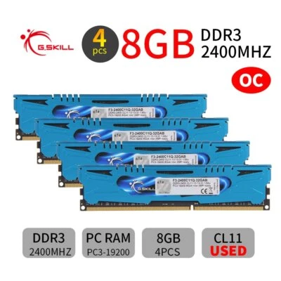 G.Skill Ares 32GB 4x 8GB DDR3 2400MHz OC PC3-19200U Overclocking DIMM Memory RAM - Image 1 of 4