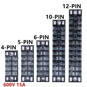 3/4/5/6/10/12 Way Dual Row Screw Terminal Electric Barrier Strip Block 600V 15A - Picture 1 of 15