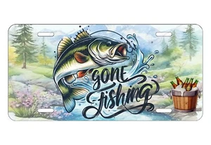 Gone Fishing Personalized Custom License Metal Plate Tag Auto Car ATV Bicycle - Picture 1 of 4