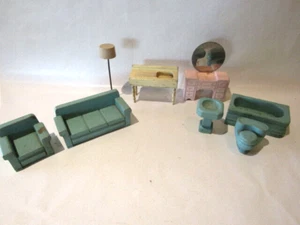 8-pc Vintage Lot Strombecker/Schoenhut? Wood Dollhouse Furniture 3/4" Scale - Picture 1 of 5