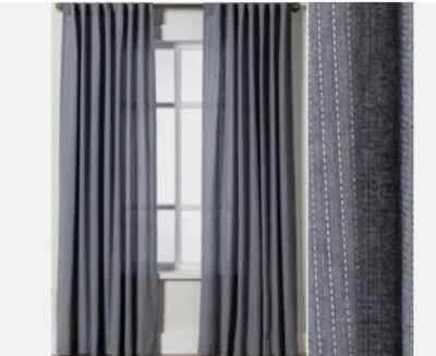 Полосатая занавеска Chambray Faded Hearth & Hand™ с магнолией 84 дюйма ОДНА НОВАЯ - Изображение 1 из 4