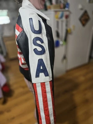 Red,White, Blue Michael Hoban Jacket  Large FLAG ON BACK Vintage  - Image 1 of 4