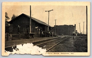 Railroad Depot Corona Mills Greentown Indiana IN Ist-Zustand um 1910 Postkarte - Bild 1 von 2