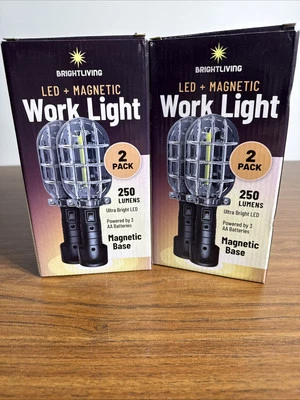 2 Pack LED + Magnetic Base Work Lights ~250 Lumens 2 Boxes. 4 Lights Total - Image 1 of 4