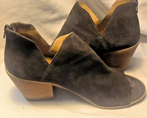 Susina Grey Suede open toe Block heel zipper Sz. 12M - Picture 1 of 4
