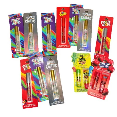 Cinnamon Toast Crunch, Lucky Charms, Fruit Loops,Sour Patch Kids &more Lip Lot! - Image 1 of 4