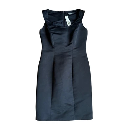 Ellen Tracy Black Structured Sheath Shift Dress Size 4 Career Work LBD Cocktail - Image 1 of 4
