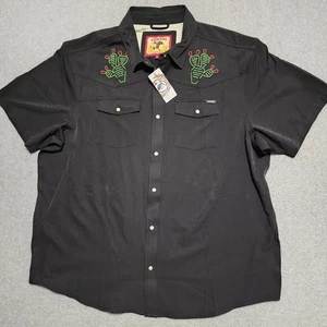 Nueva Camisa Cinch Para Hombre Campamento XXL Manga Corta Negra Botón a Presión Bordada Cactus - Imagen 1 de 11