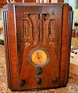 1935/36 Art Deco Crosley Olympia 655 High Profile Tabletop Tombstone Röhrenradio - Bild 1 von 20