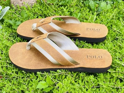 Chanclas Polo Ralph Lauren Hombre Marrón Tostado Gamuza/Sandalias. Talla 12 US. Nuevo sin etiquetas Foto 1 de 4