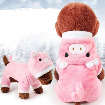  Funny Pet Dog Cat Clothes for Halloween Christmas Dress Up Cosplay Pink Pig - - Image 1 of 4