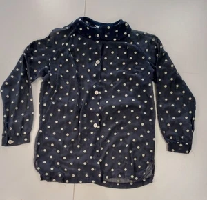 Blusa vintage Sears azul con lunares blancos cuello manga larga abotonada - Imagen 1 de 5
