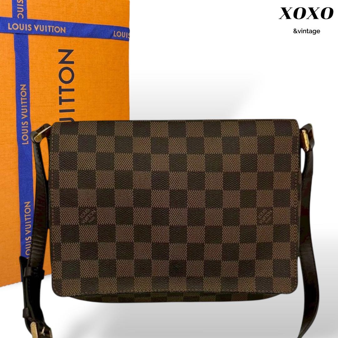 バッグ LOUIS VUITTON TANGO DAMIER BAND L LOUIS VUITTON Damier Ebene Musette Tango Long Strap 64740