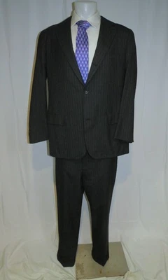Brooks Brothers Golden Fleece Martin Greenfield Gray Stripe VTG 3/2 Suit 44L - Image 1 of 4