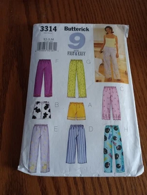 Butterick fast & easy pattern 3314 Misses'/Petite Top. Shorts, Pants sz XS-S CUT - Image 1 of 2