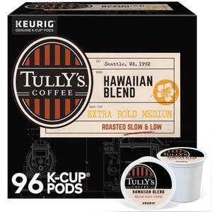 Tully's Coffee Hawaiian Blend K-Cups, Medium Roast Coffee, 96 Count - Picture 1 of 5