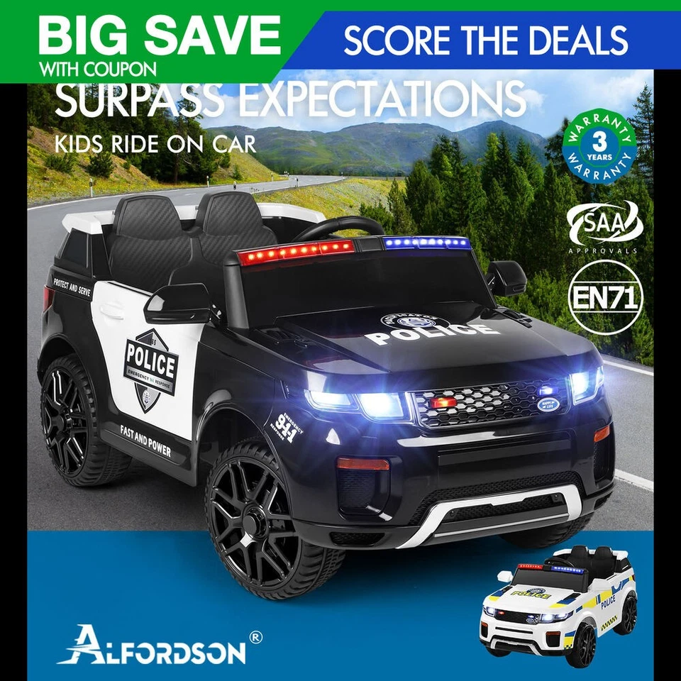 ALFORDSON Kids Police Ride On Car 12V Electric Toy Patrol Remote Control Speaker - image 1 of 1