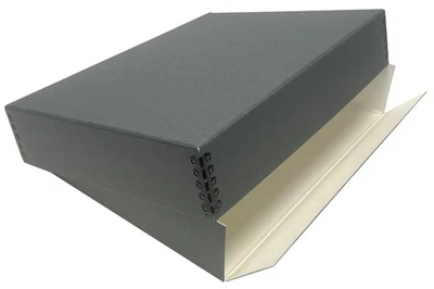 Caixa de armazenamento museu cinza gota frontal arquivamento borda de metal sem ácido 11x14x3 pol - Imagem 1 de 3