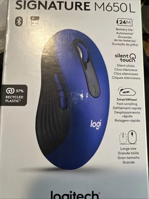 Logitech Signature M650 L Full-size Wireless Scroll Mouse Silent Click New Blue - Image 1 of 4