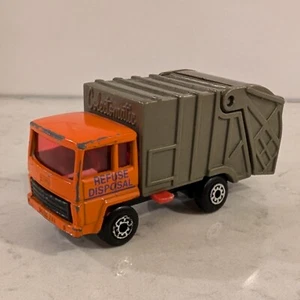 Vintage 1989-1991 Matchbox Refuse Disposal Truck MB36 1:86 orange garbage truck - Picture 1 of 9