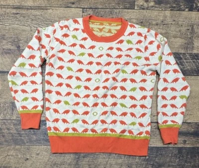 Свитер женщин маленький оранжевый птица AOP легкий повседневный милый белый зеленый - Изображение 1 из 4