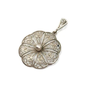 filigran Anhänger 835 Silber antiker handgemachter Damen Schmuck 3.35gr - Picture 1 of 12