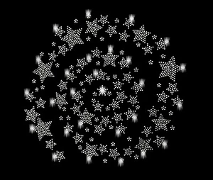 XXL 28x27cm 59 STERNE 46 BLUMEN STRASSSTEINE BÜGELBILD HOTFIX APPLIKATION STERN - Picture 1 of 4