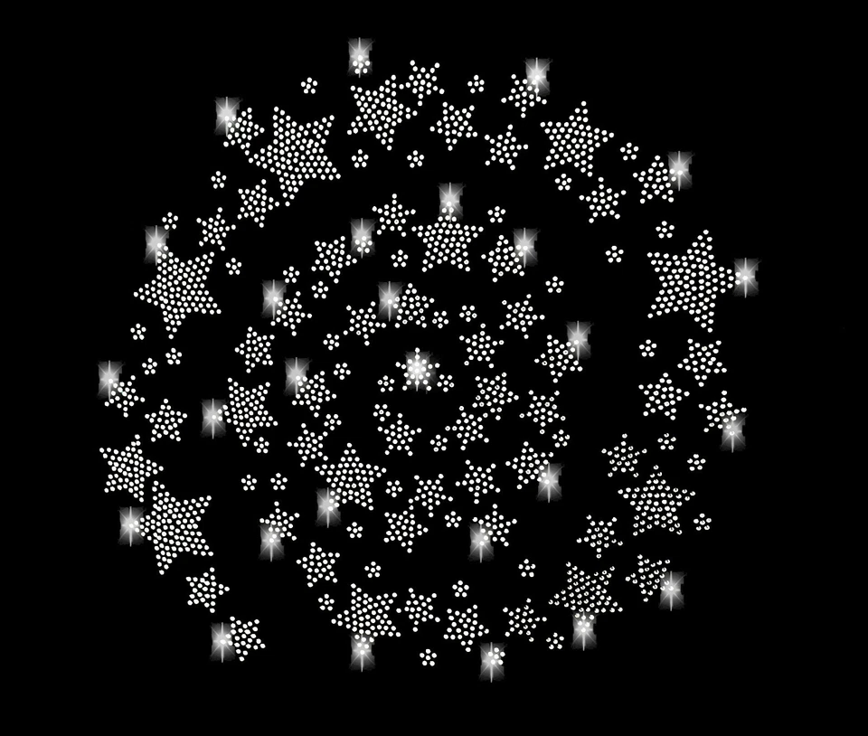 XXL 28x27cm 59 STERNE 46 BLUMEN STRASSSTEINE BÜGELBILD HOTFIX APPLIKATION STERN - Bild 1 von 4