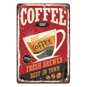 COFFEE FRESH BREWED Tin Metal Sign Rustic Look Vintage Man Cave Drink - Picture 1 of 3