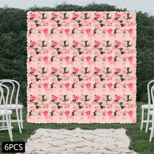 Panel de pared de flores, fondo de flores artificiales, paneles de flores artificiales - Imagen 1 de 16