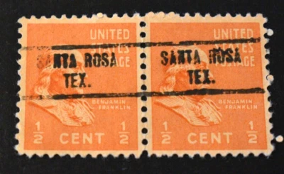 2 - 1938 US Stamps - Scott #803 - Precancels - Used - Santa Rosa, Texas. b - Image 1 of 2