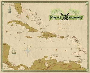 "Mappa da parete Pirati dei Caraibi murale e poster ""Sul marea straniera" - Foto 1 di 1