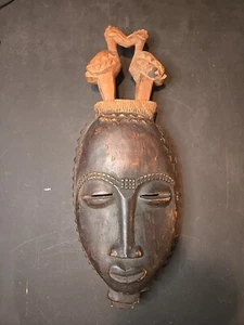 Antike handgeschnitzte Maske aus Holz Afrikanische Stammeskunst - Bild 1 von 21