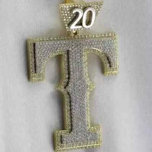 4Ct Round Lab Created Diamond Customize Letter Pendant 14K Yellow Gold Plated - Picture 1 of 10