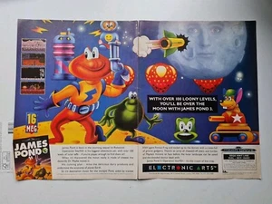 James Pond 3 Megadrive Rare 90s Promo ADVERT GAME POSTER ART Duo 2 X 9X12" - Bild 1 von 3