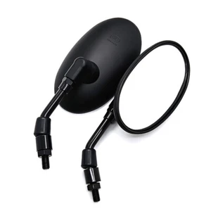 Motorcycle M10 Side Mirrors Oval Black Rearview Mirror For Honda Kawasaki Bobber - Picture 1 of 5