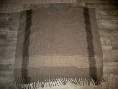 Pullover Poncho Manta Hippie Talla Única De Colección Cremallera Trasera Lana Capa Capa Para Mujer Foto 1 de 4