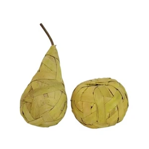 Hojas de palma tejidas a mano decoración con acento de pera y manzana Boho otoño arte natural - Imagen 1 de 11