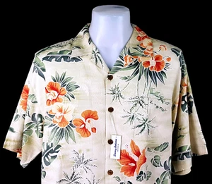 CAMICIA HAWAIANA LUSSO TOMMY BAHAMA RELAX Uomo 100% Seta S/S - L - 48" - Prezzo a scopo £119 - Foto 1 di 13