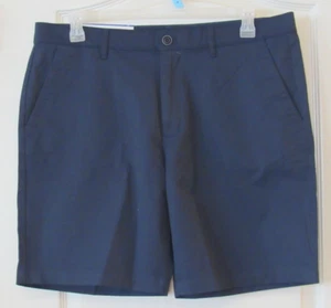 Corto corto da uomo blu stretch English Laundry CEO Midway Flat Front Tech taglia 36-38 Nuovo con etichette - Foto 1 di 2