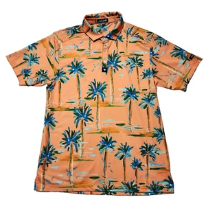 BAD BIRDIE Golf Polo Orange Hawaiian tropical Hotel California performance sz M - Picture 1 of 5