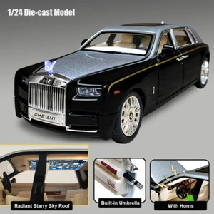 1:24 Rolls-Royce Phantom Alloy Die-cast Modelo de coche Toy Sound & Light Kids Gift - Imagen 1 de 16