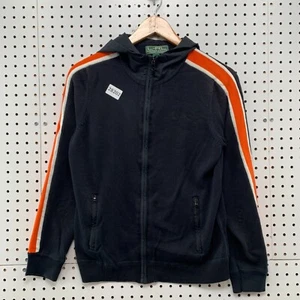 LRL Active Ralph Lauren Hooded Zip Sweatshirt Black Orange Women L 19x23 Harley - Picture 1 of 14