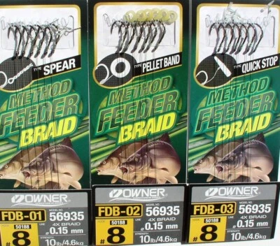 Owner Method Feeder Rigs, 6 Vorfächer Mono / Geflochten, Spike, Pellet-Band - Bild 1 von 2