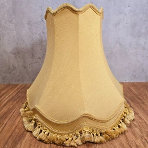 Vintage Ball Tassel Fringed Gold Slub Empire Lampshade For Standard Lamps Retro - Picture 1 of 18