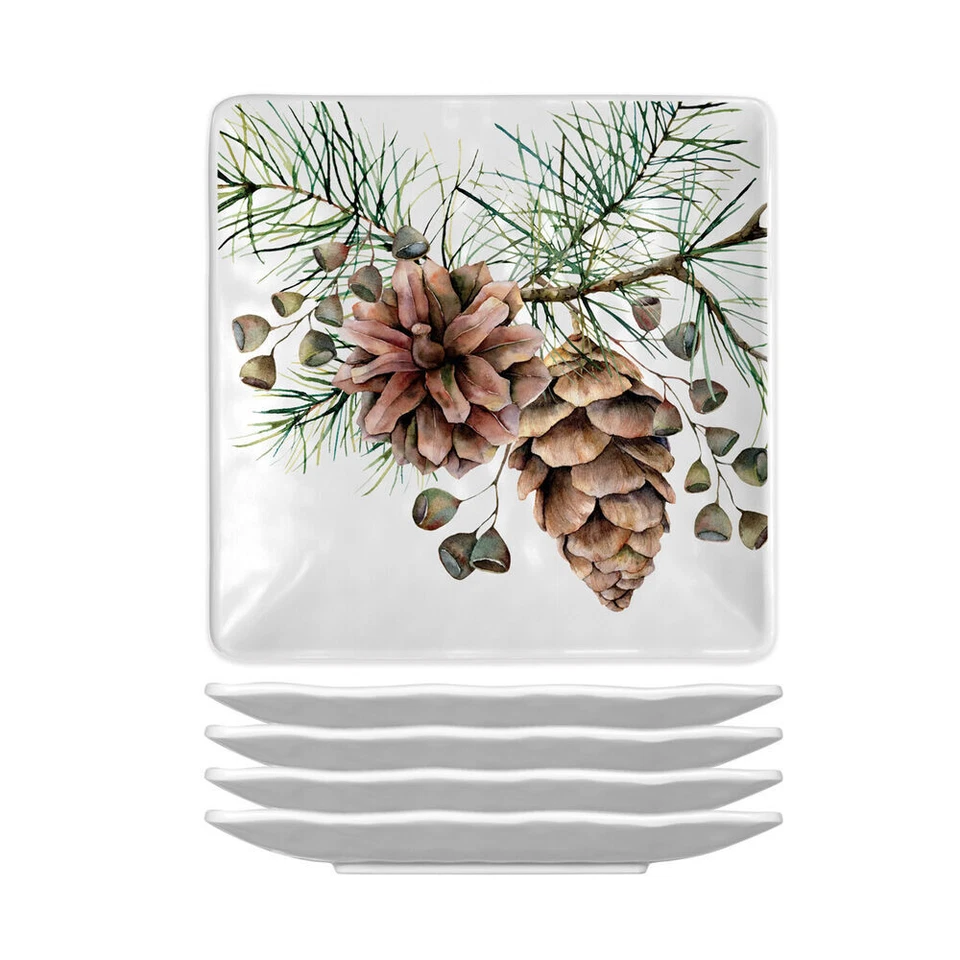 Set / 4 Michel Design Works Melamine 6" Canape Plates White Spruce - Image 1 of 1