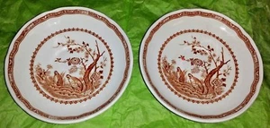 4 Vintage Saucer Plates Furnivals 1913 Brown QUAIL Made in England 5 3/4" EUC - Picture 1 of 3