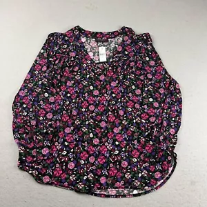 Lane Bryant Top Womens 18/20 Purple Floral V Neck Pullover Blouse NWT - Picture 1 of 9