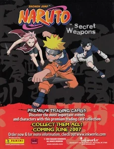 SHONEN JUMP NARUTO SECRET ARMS 2007 PANINI VENTA PROMOCIONAL HOJA DE VENTA - Imagen 1 de 2