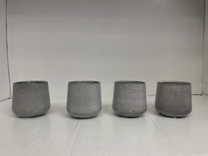 Set Of 4 3” Mini Bella Succulent Flower Pot-Grey, Mini, Starter Pot Cactus Glaze - Picture 1 of 12
